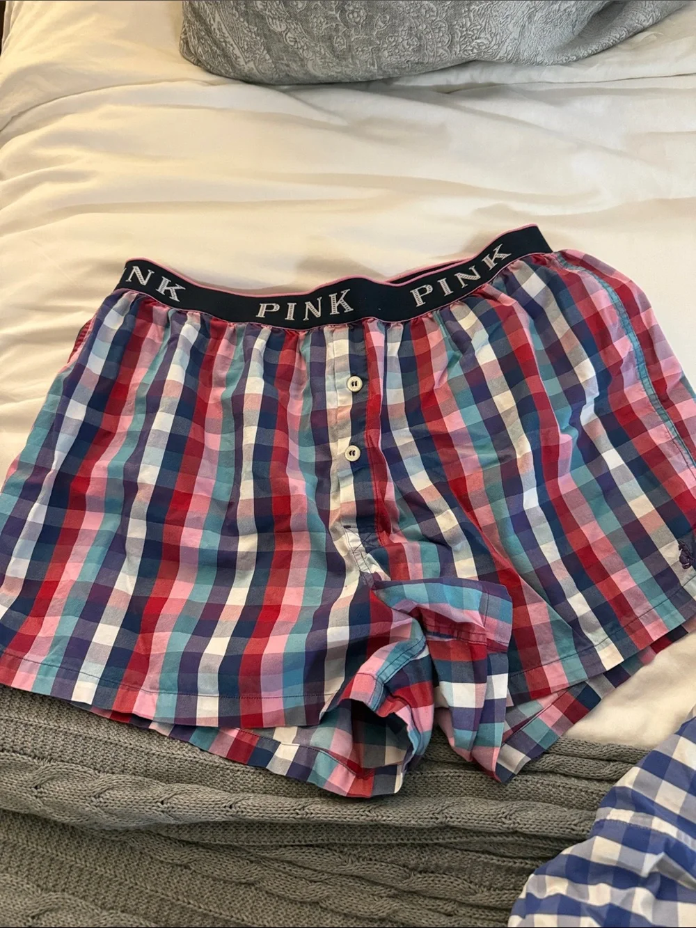 Thomas Pink Blue and Red Plaid Cotton Boxer Set of 3
